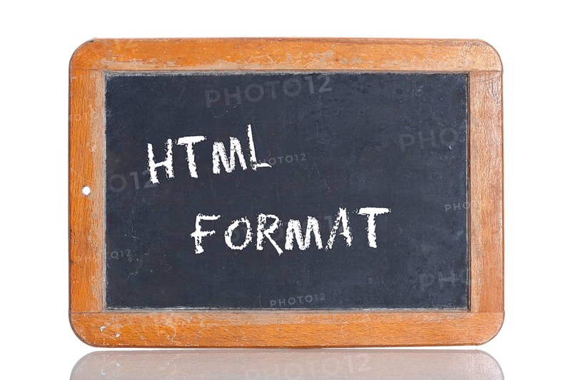 Old school blackboard with the term HTML FORMAT