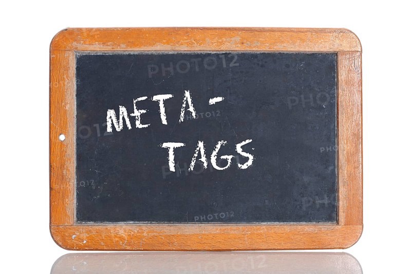 Old school blackboard with the term META TAGS