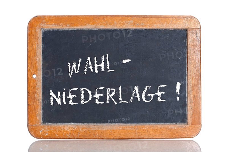 Old school blackboard with the term WAHLNIEDERLAGE