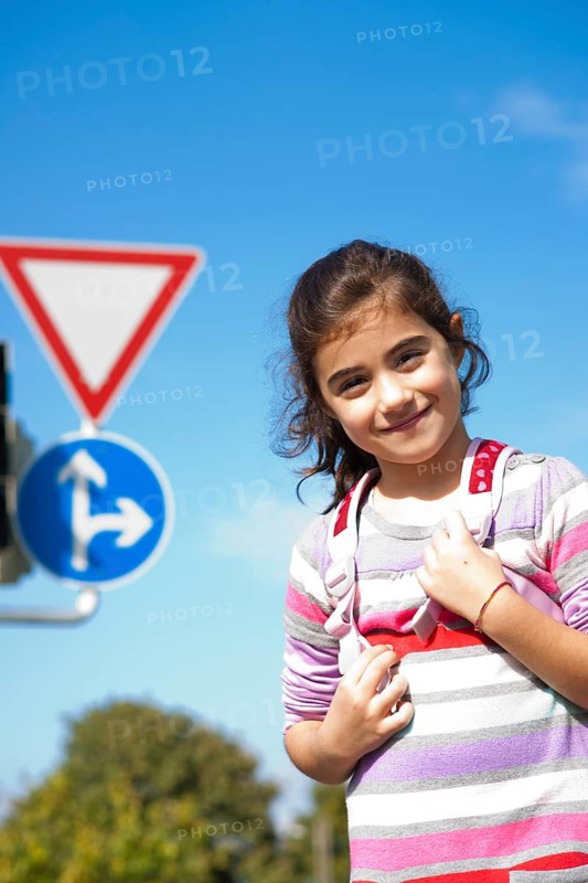 Girl at a traffic awareness course