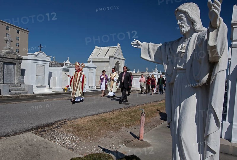 Archbishop Gregory Aymond leads the Blessing of the Graves at St. Louis #3 Cemetery on All Saints Day