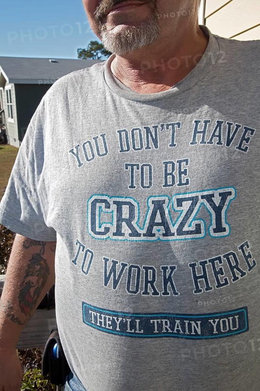 Man wearing a T-shirt with the message