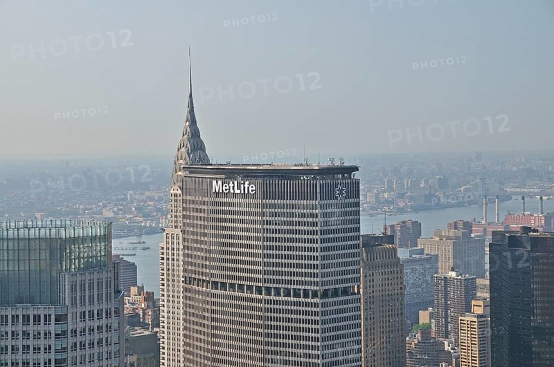 Panoramic view from the Top of the Rock observation deck at the Rockefeller Center in downtown Manhattan