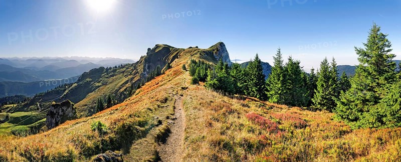 Panorama at the Brauneck trail with the Vorderer Kirchstein
