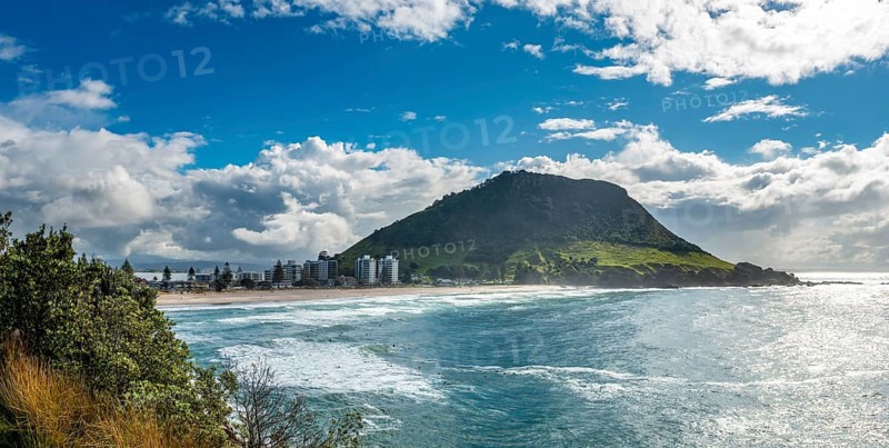 View to Mount Manganui with beach