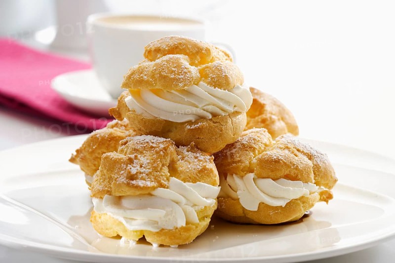 Plate of cream puffs