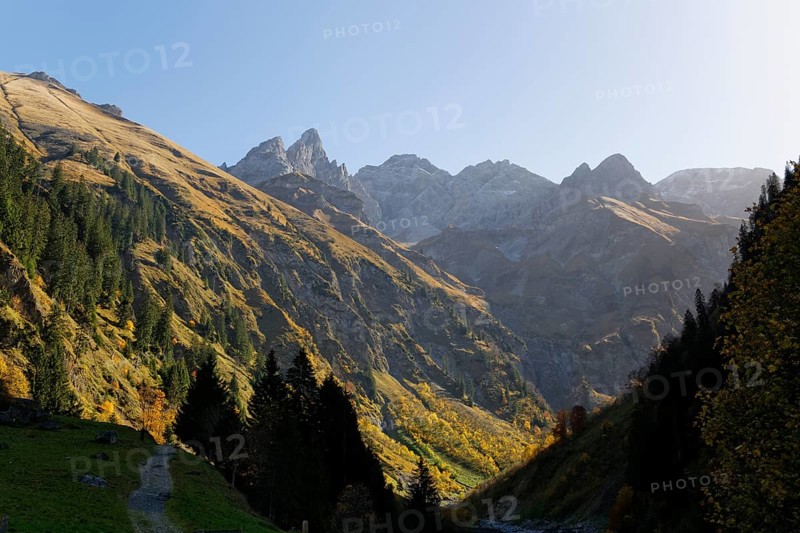 Bacherloch canyon near Einoedsbach with Maedelegabel mountain
