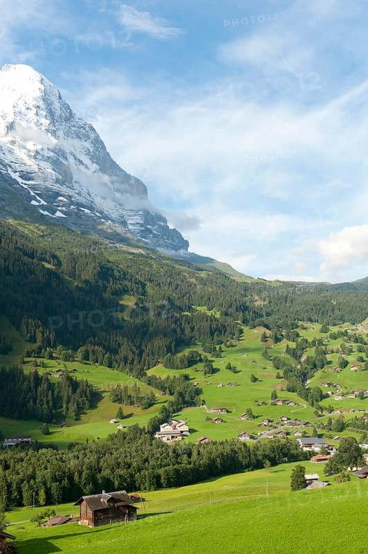 Snow-capped north face of Mt Eiger