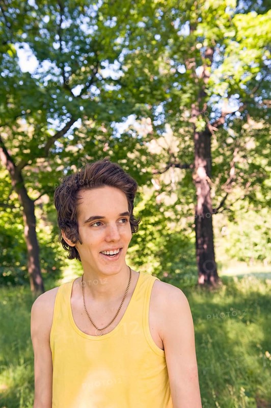 Portrait of young man in nature