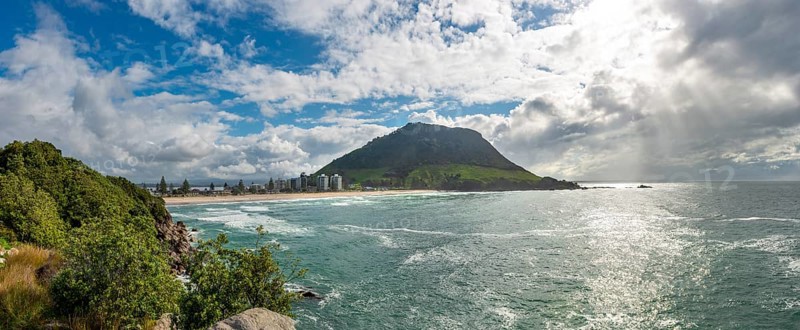 View to Mount Manganui with beach