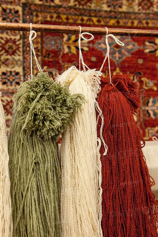 Wool in a carpet factory