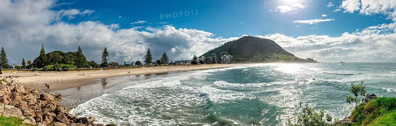 View to Mount Manganui with beach