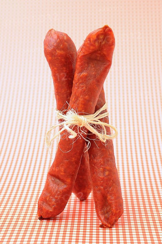 Three salami tied together