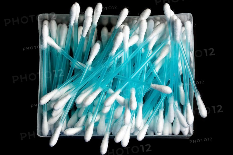 Cotton swab with plastic