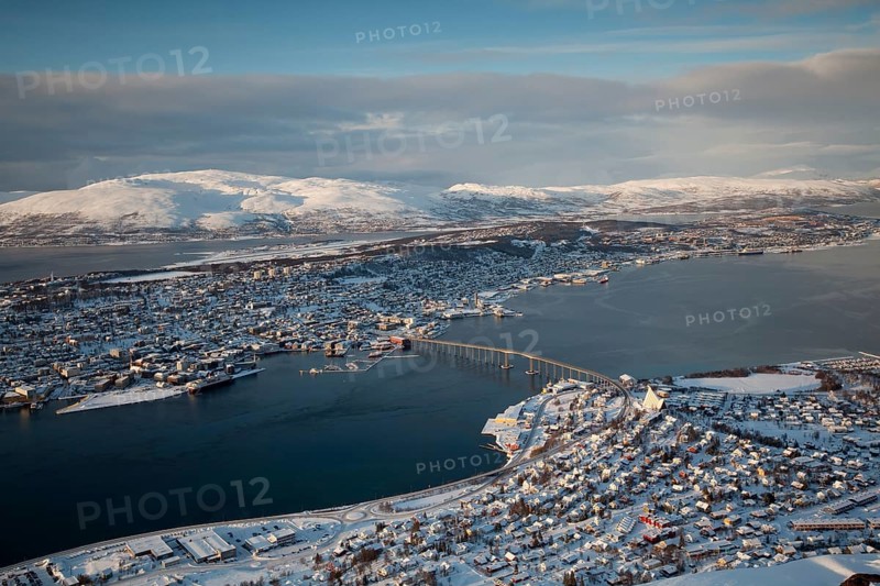 Tromso as seen from Fjellheisen aerial tramway in winter