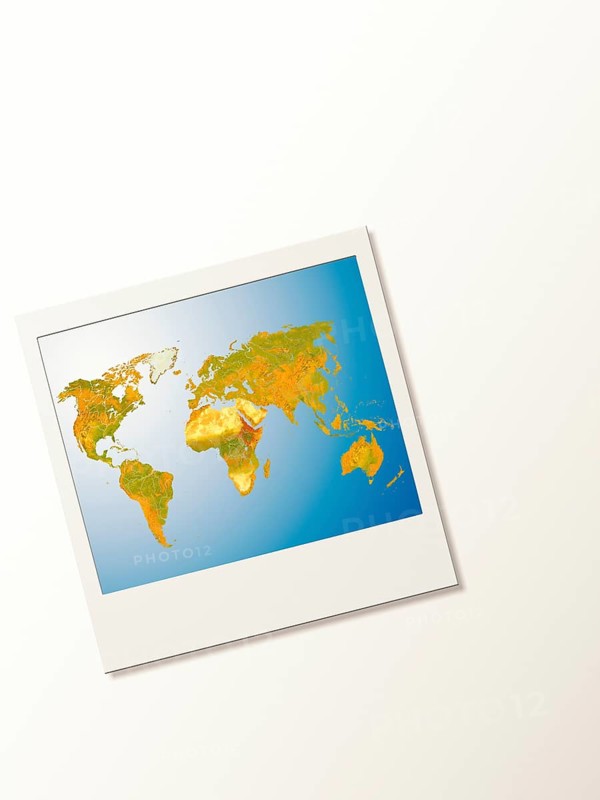 Polaroid with world map
