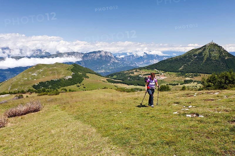 Hiker climbing Cornet mountain