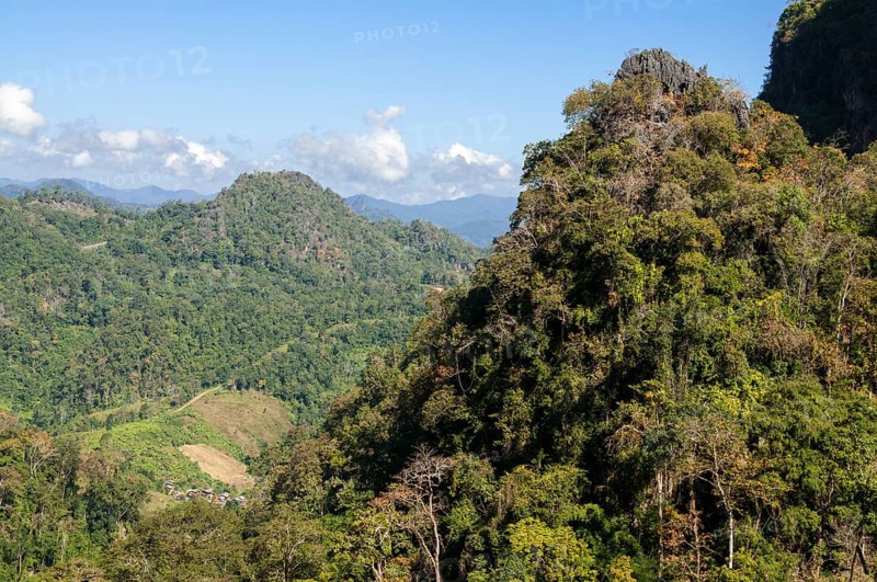 View of the mountains onto village