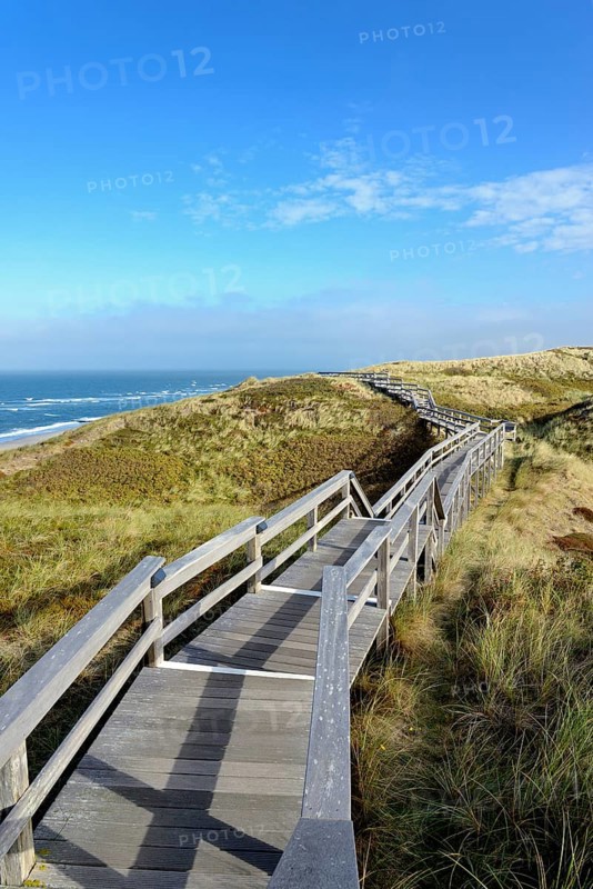 The boardwalk leads through the dunes to the beach of Wenningstedt