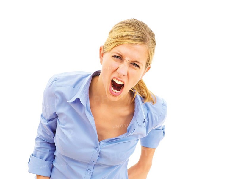 Young woman screaming