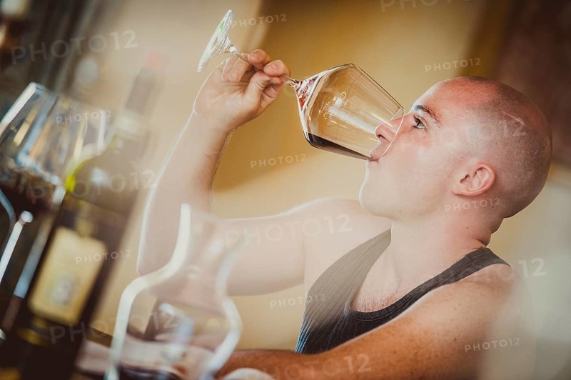 Man during wine tasting