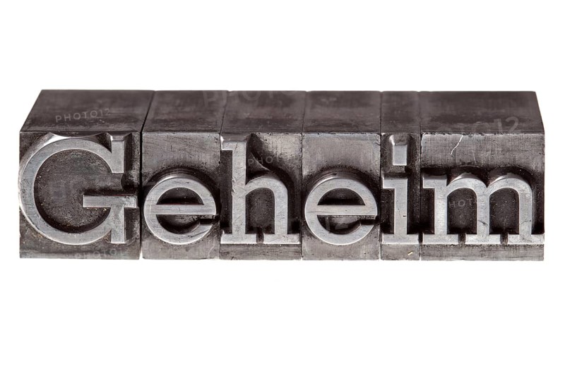 Old lead letters forming the word 'Geheim'