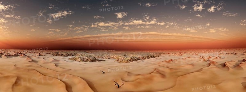 Landscape with sand dunes and sand storm