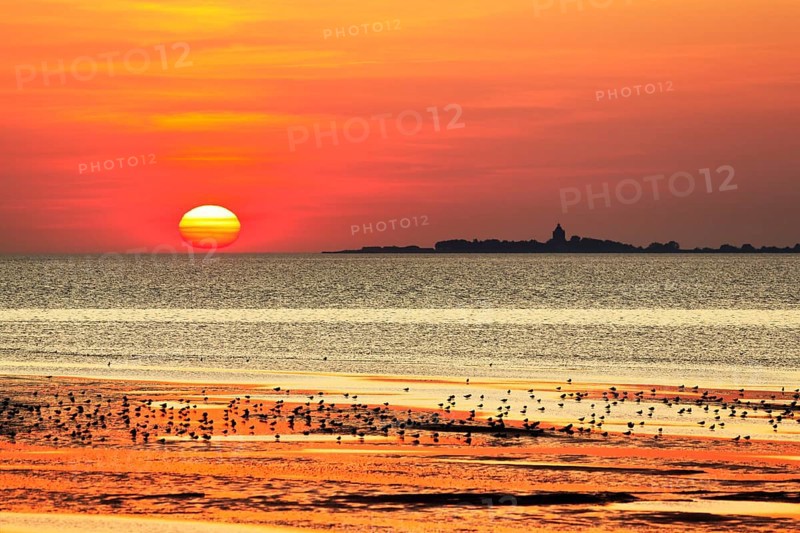 Orange sunset over the North Sea