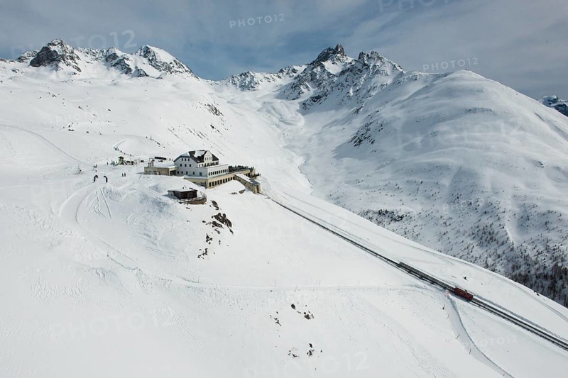 Muottas Muragl mountain station near Pontresina with toboggan run