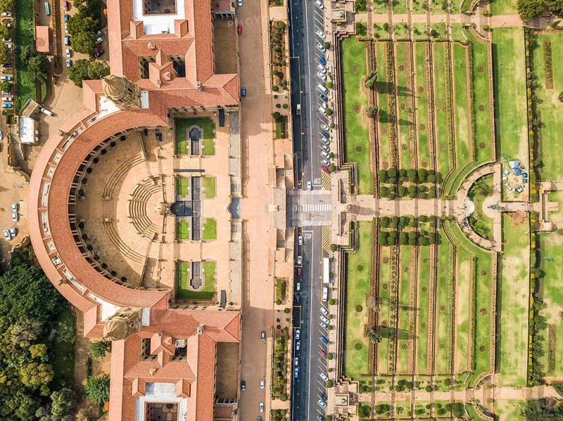 Aerial view of Unions building and Nelson Mandela garden