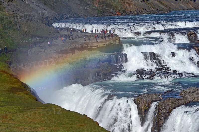 Waterfall Gullfoss with Rainbow