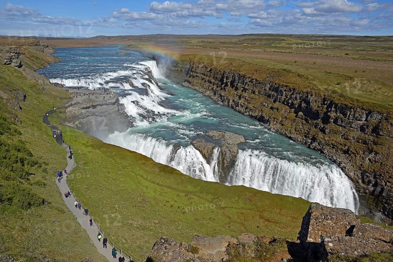 Waterfall Gullfoss with Rainbow