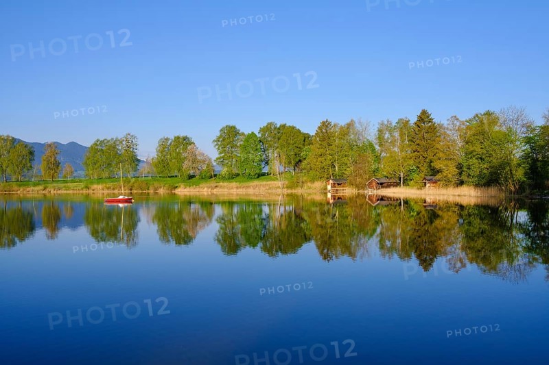 Lake shore of Lake Staffelsee in Uffing am Staffelsee