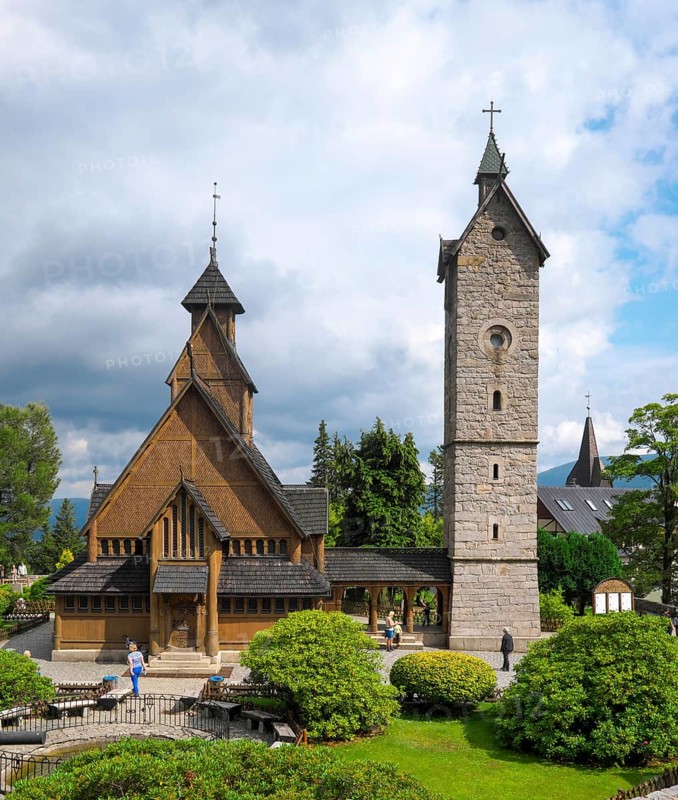 Romanesque stave church Wang with bell tower
