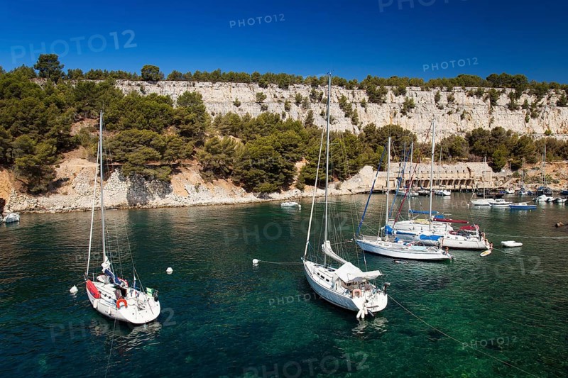 Sailboats in the harbour of Calanque de Port Miou