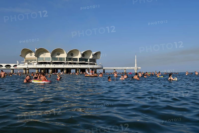 Tourists bathing in the sea