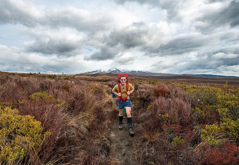 Hikers on hiking trail Tongariro Northern Circuit