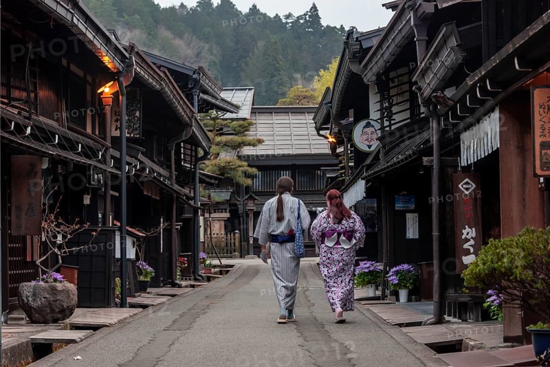 Tourists in Kimono in the Old Town