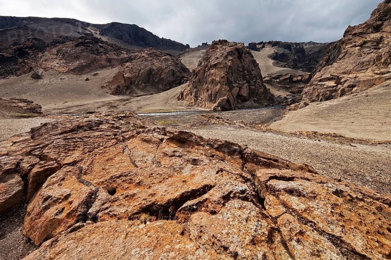 Bizarre landscape with lava rocks and pumice stone at the Dragon's Gorge