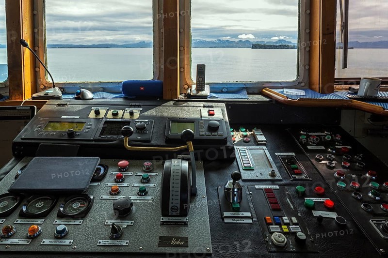 Instruments in the bridge of the ferry Baldur