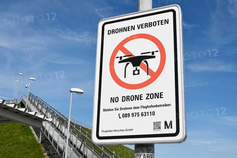Prohibition sign for drones