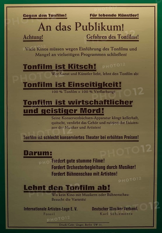 Protest poster against the first sound film