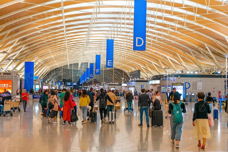 Passengers in a hall