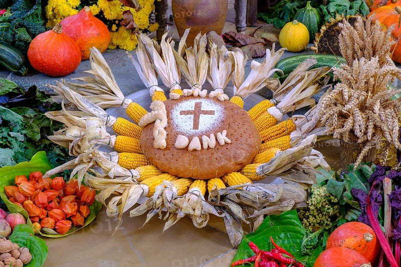 Fruit and vegetables at the Thanksgiving altar