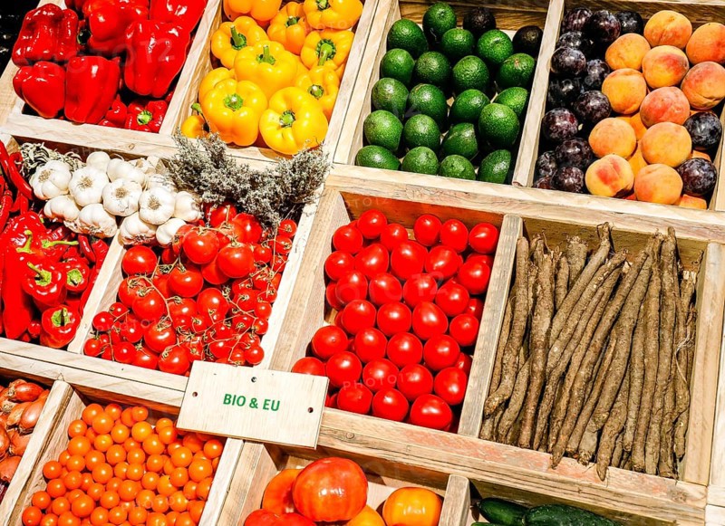 Organic vegetables in the organic market at the ANUGA food fair