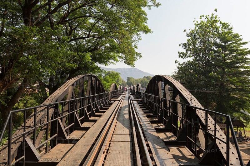 Railtrack at the river Kwai bridge in Kanchanaburi