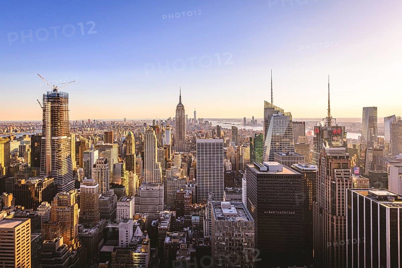View of Midtown and Downtown Manhattan and Empire State Building from Top of the Rock Observation Center