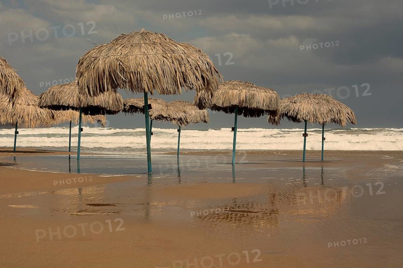 Sunshades at the beach of Georgioupolis