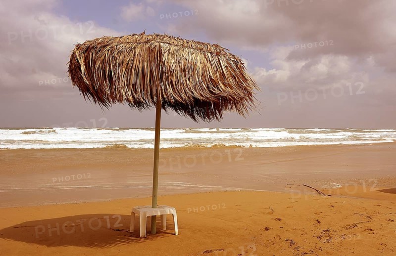 Parasol at the beach of Georgioupolis