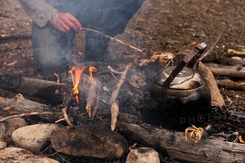 Coffee kettle on the campfire